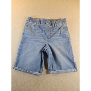 Kim Rogers Women's 14P Petite Pull On Denim Bermuda Shorts Tummy Control